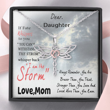 Customed Dear Daughter, You are The Storm Dragonfly Necklace, Gift for Daughter from Mother, Daughter Graduation, Birthday, On Christmas, Birthday